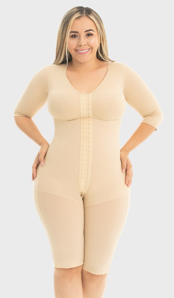 F01271- Faja larga con brasier y mangas Basic Line